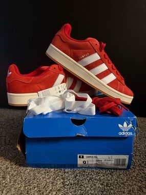 adidas Kids Campus Suede Sneakers in Red and White